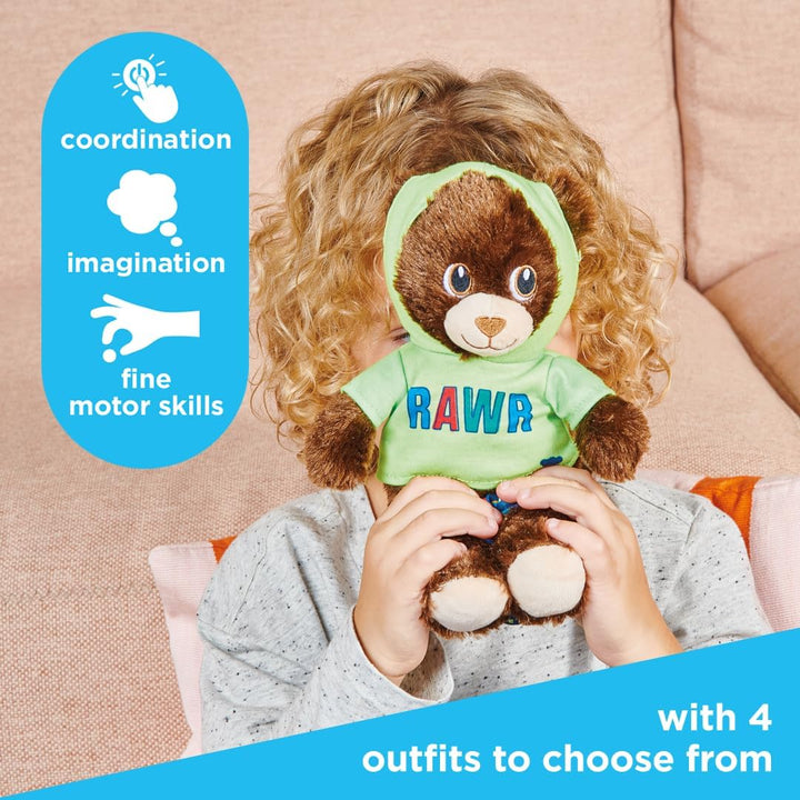 MINI Build-A-Bear Workshop Green Rawr Toy Clothes Pack. 4 Mix-And-Match Toy Outfits Includes Pajamas, Cute Hoodies, Summer Styles | for Kids Aged 3+. Suitable for 9” MINI Bears ONLY