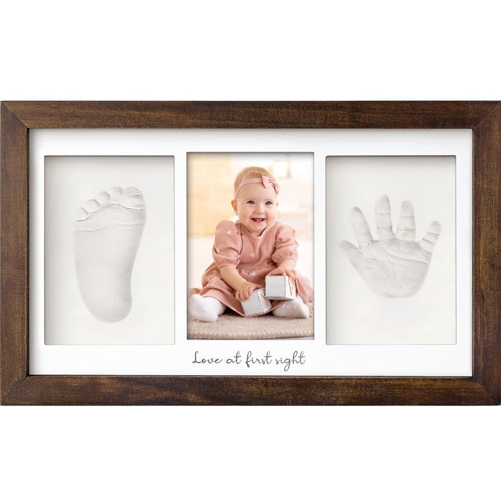 Baby Hand and Footprint Kit - Clay Handprint Keepsake Frame, Newborn Nursery Picture Frame, Personalized New Mom Gifts for Baby Shower & Registry (Alpine White)