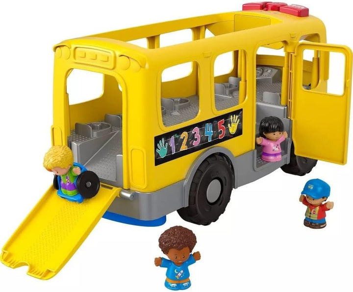 Little People Toddler Learning Toy, Big Yellow Bus Musical Pull-Along Vehicle for Pretend Play Kids Ages 1+ Years
