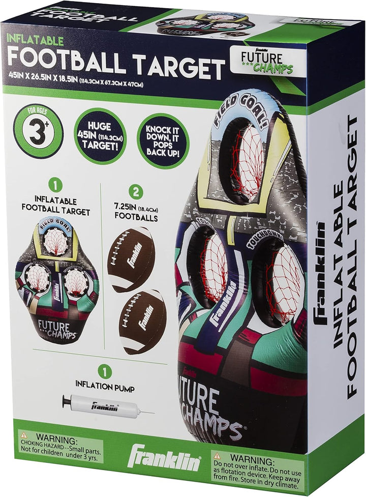 Kids Football Target Toss Game - Inflatable Throwing Target Toy with Soft Mini Footballs - Fun Kids Sports Game
