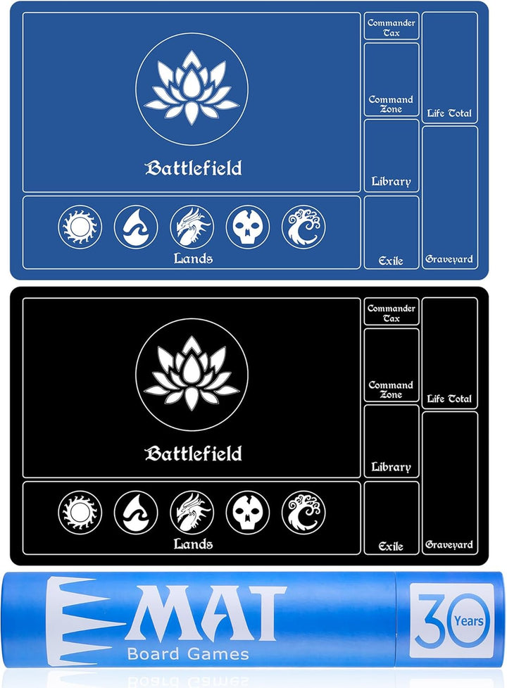 MTG Playmat for TCG Card Playing Game - 2Pcs Black Stitched Play Mat with Tube for Cards Gameplay, MTG, Yugioh, Magic the Gathering (24 X 14 Inch)
