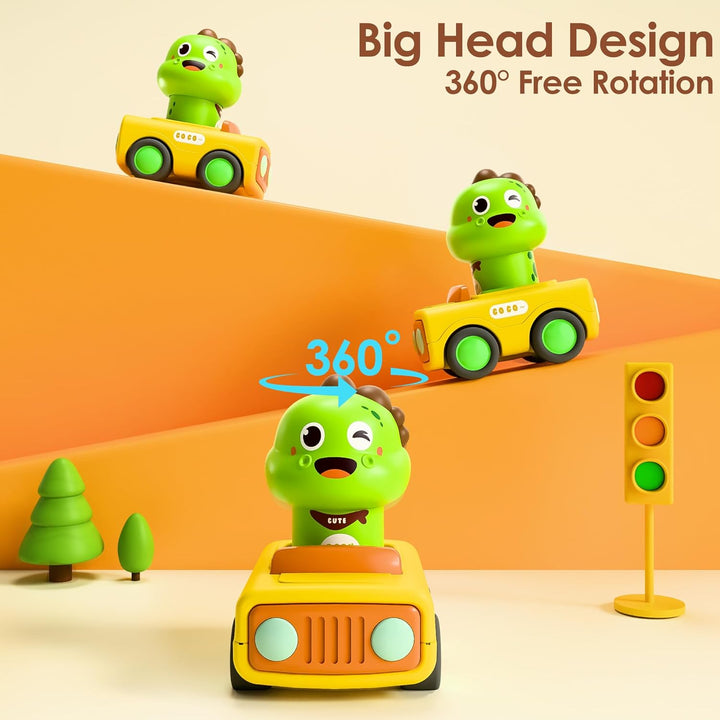 Press to Go Car Toys for Toddlers 1-3, Baby Animal Race Cars, Infant Play Vehicle Set, Boy Push Go Friction Dino Cars for 6-9-12-18 Month, 1St Birthday Gift Stuffer for 1-2 Years Old Kid