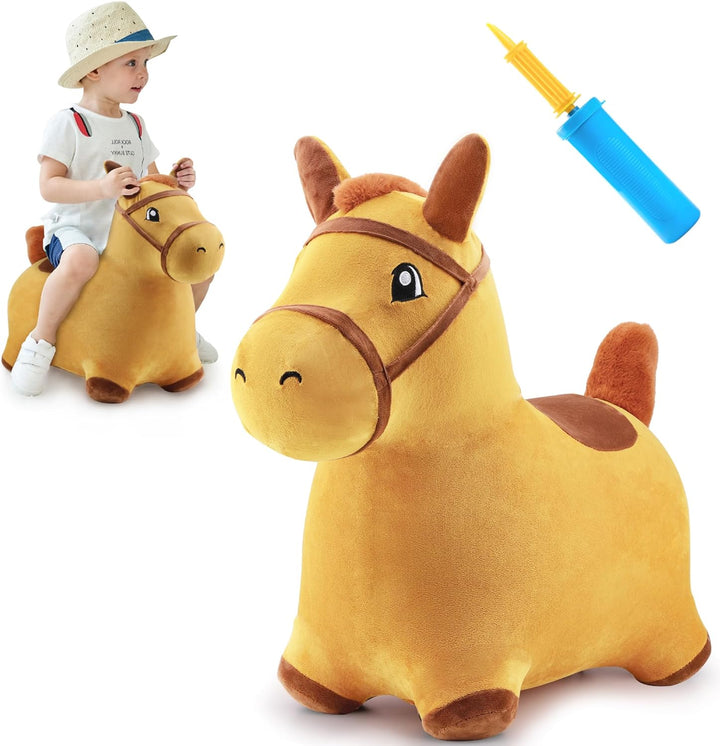 Bouncy Pals Hopping Unicorn Horse, Toddler Girl Inflatable Bouncing Animal Hopper Toy, Outdoor Indoor Plush Ride on Bouncer, Baby Birthday Gift 18 Month 2 3 4 Year Old Kid - Unicorn