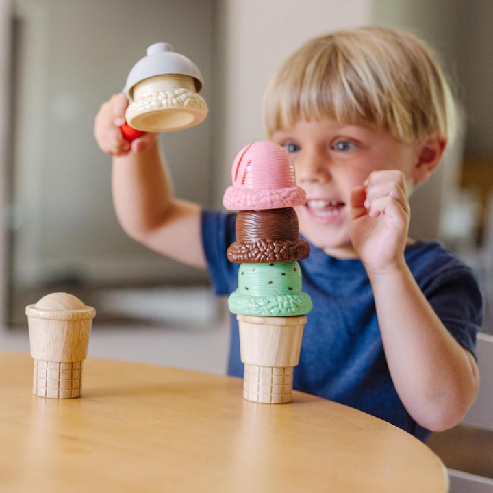 Scoop and Stack Ice Cream Cone Magnetic Pretend Play Set, Multicolor - FSC Certified