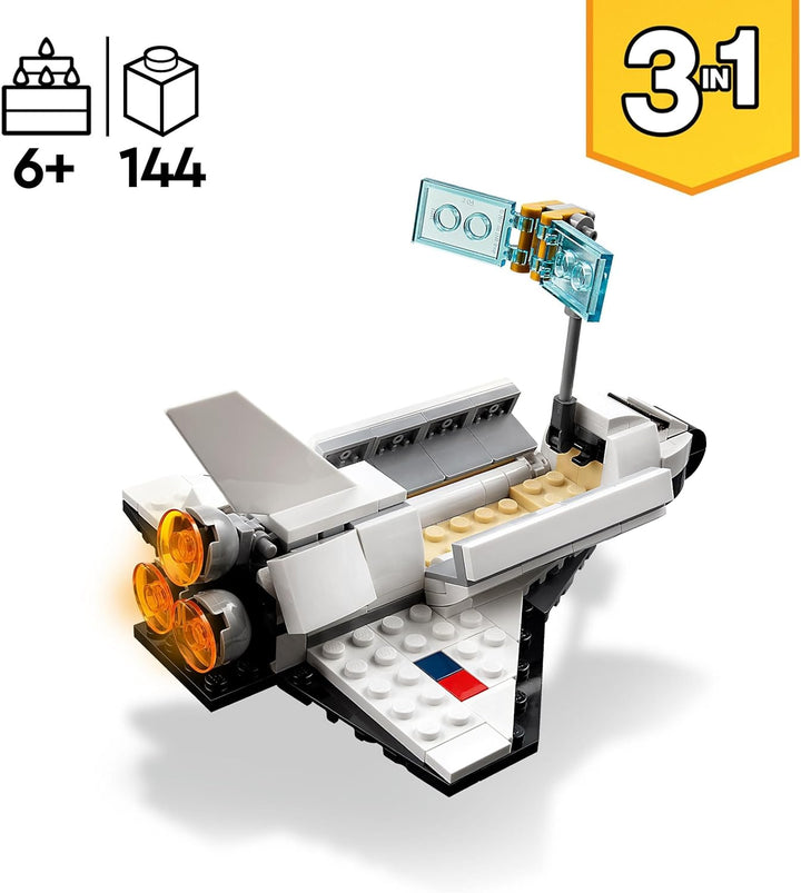 Creator 3 in 1 Space Shuttle Toys - Space Toys Building Set for Boys & Girls, Ages 6+ - Option to Build 2 Spaceships or Astronaut - Educational Gift for Kids Birthday & Holidays - 31134