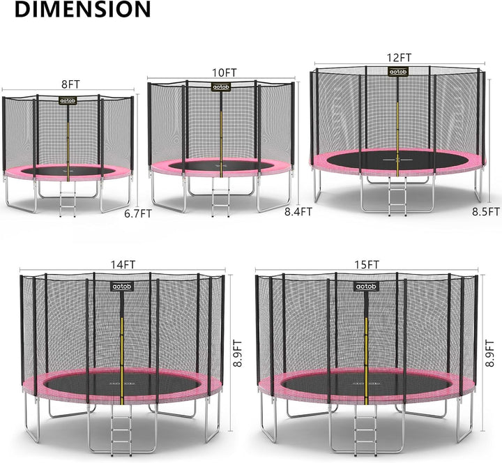 8 FT Trampoline Safety Enclosure Net Combo Bounce Jump for Kids Outdoor with Spring Pad Waterproof Jump Mat & Ladder(Prime)