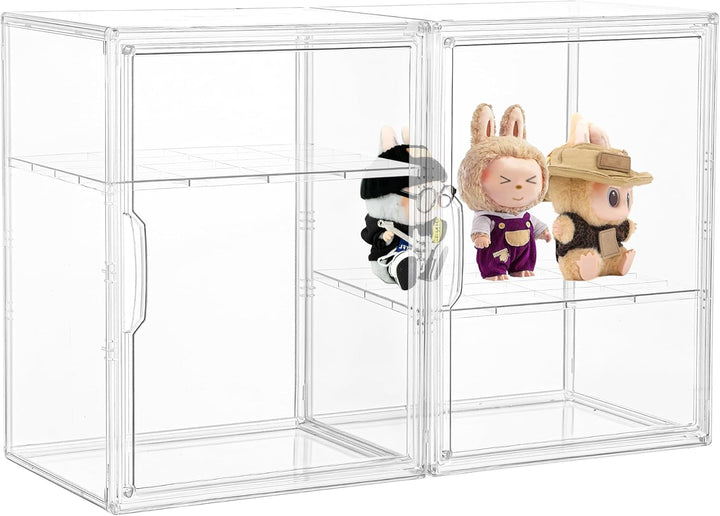Clear Acrylic Display Case, Stackable Plastic Storage Bins with Magnetic Attraction Lid, Showcase for Cosmetic, Large Figures Collectibles, X-Large
