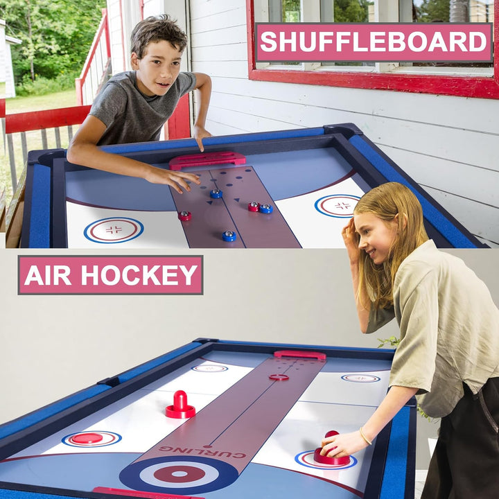 54" Upgrade Multi Game Table,5 in 1 Folding Portabel Games with Accessories,Ping Pong,Pool Billiard,Shuffleboard,Bowling,Hockey Combo Game Set for Indoor and Outdoor Family Game Table