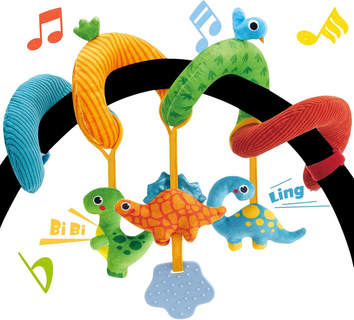 Car Seat Toys for Babies 0-6 Months Girl - Baby Toys 3-6 Months - Rattle, Mirror, Crinkle, Squeaky Carseat Stroller Toy 0-6 Months Developmental Newborn Baby Girl Birthday Gifts