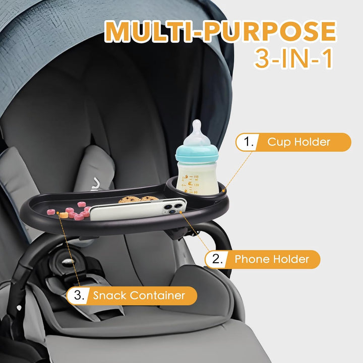 Snack Tray Compatible with Nuna,Snack Tray for Stroller Compatible with Nuna,3 in 1 Snack Tray Attachment Compatible with Nuna with Phone Holder and Cup Holder