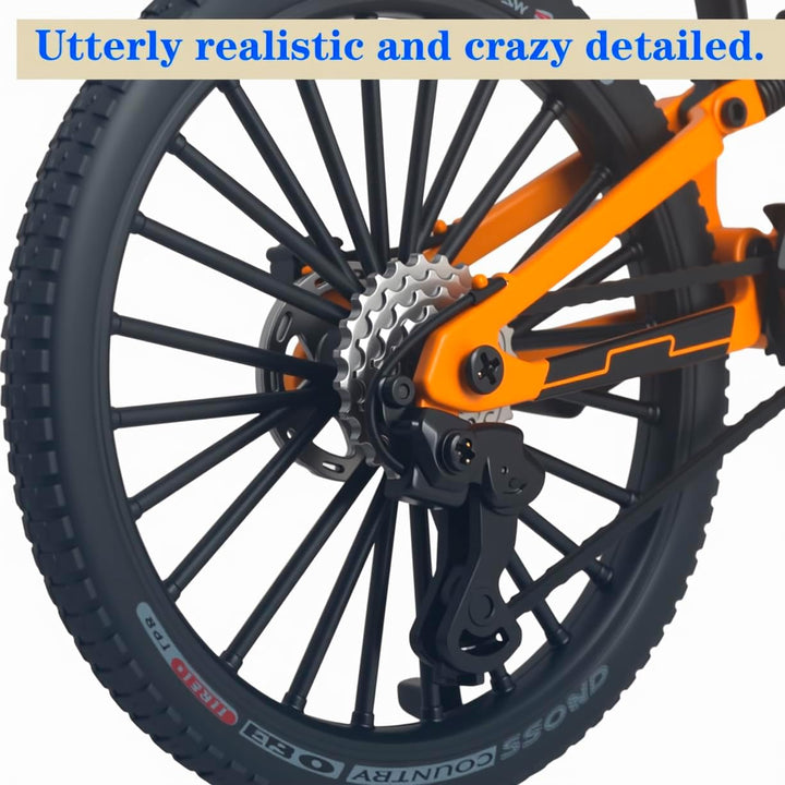 1:8 Scale Mountain Bike Toy DS Die-Cast Mini Finger Bicycle Model Toy Bicycle Figurine Desktop Decoration DH Alloy Bike Action Figurine Toy for Cake Topper Crafts (Yellow)