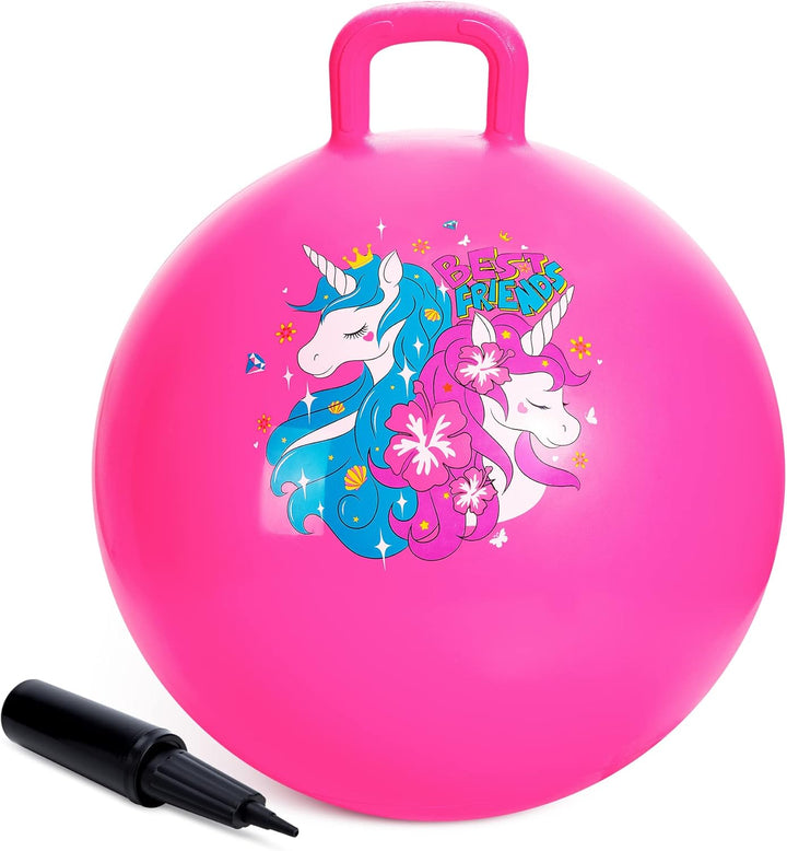 Hopper Ball, Hopping Toys for Kids, 18Inch Bouncy Ball with Handle for Boys Girls Aged 3-8, Inflatable Clouds Bounce Hopper Toy with Pump