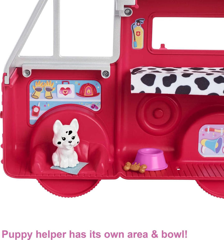 Chelsea Can Be Doll & Toy Fire Truck Playset with Blonde Small Doll, 2 Pets & 15+ Acessories, Open for Fire Station