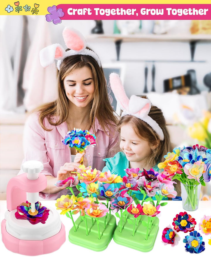 Fabric Flower Bouquets Craft Kit, DIY Arts and Crafts for Kids 4 5 6 7 8 9 Year Toddler Girl - Flowers Market Toy Educational Activity and Birthday Gift Toys Gifts Ideas for Boys Girls