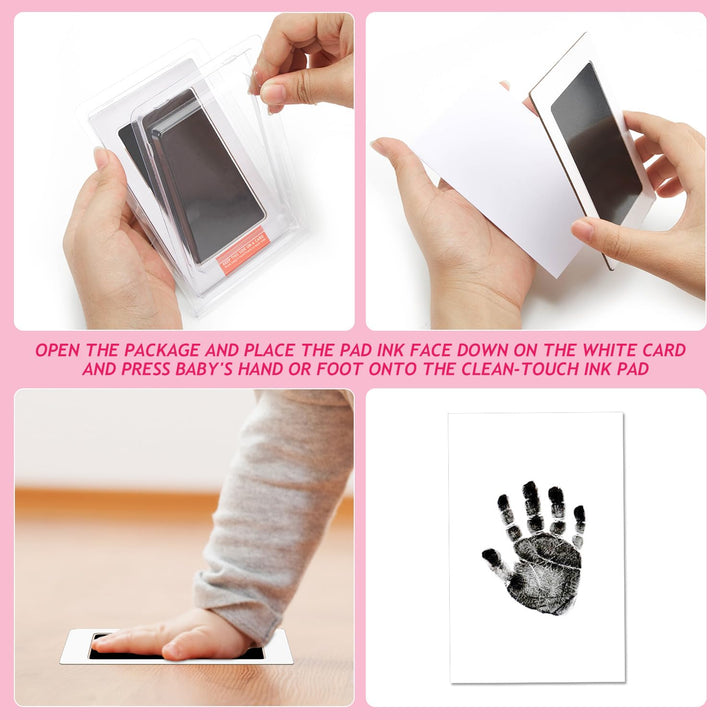 14 Pcs Paw Print Kit for Dogs No Mess Ink Pad Pet Memorial Newborn Footprint Impression Kit for Pets 4 Inkless Pads with 10 Blank Cards(3 X 5 Inch, Orange, Pink, Light Green, Light Blue)