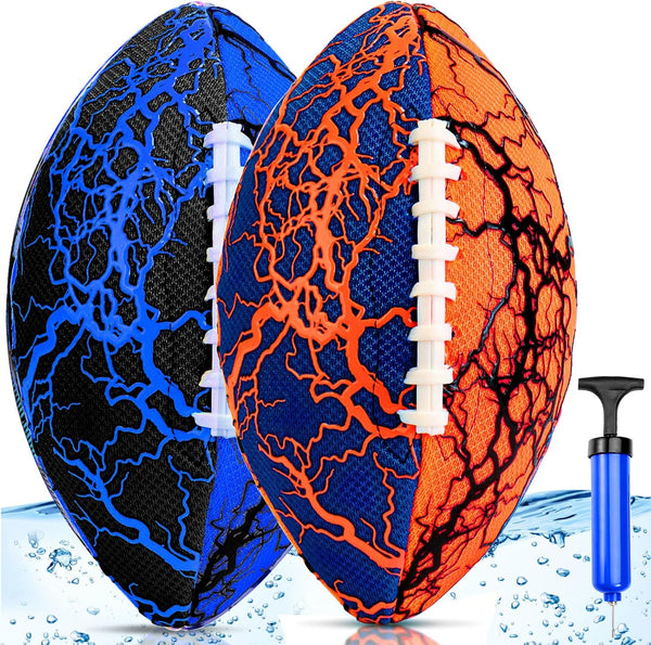 Pool Beach Water Football - 2 Pack Waterproof Football Strong Grip Fun Pool Toys Games for Swimming Pools Beach Lake Park Backyard Outdoor Play for Kids Children Teens Adults Family
