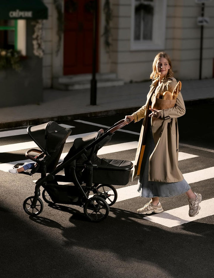 Changego Baby Stroller, Convertible Single-To-Double-To-Wagon Stroller with 23 Configurations, Seat Included, Large PU Wheels, All-Wheel Suspension ＆ Extendable UPF50+ Canopy