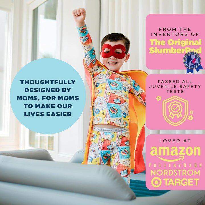 Slumbertot Inflatable Toddler Travel Bed - Portable Kids Air Mattress with Safety Bumpers - Perfectly Sized Ideal for Travel or Home Use - Includes Electric Pump
