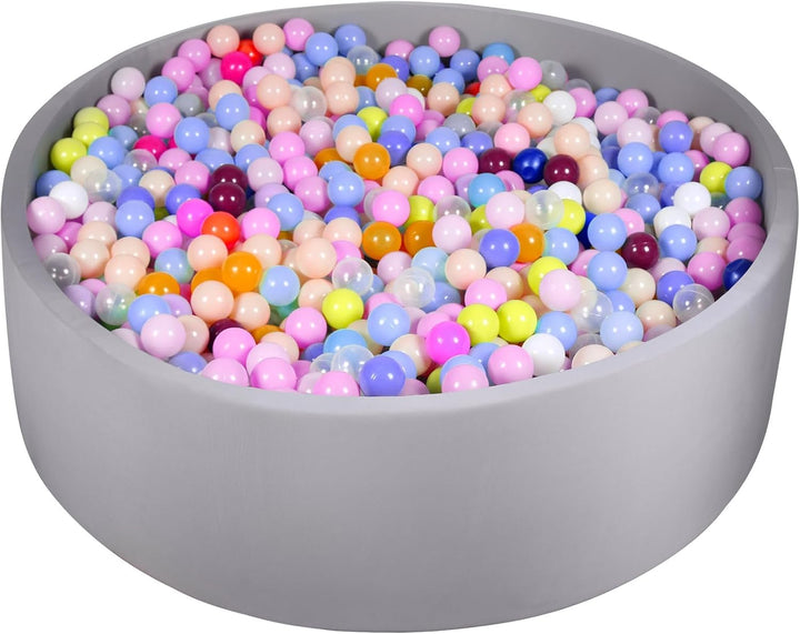 Baby Ball Pit for Balls 35.4" X 11.8" round Foam Ball Pits for Kids Toddlers Soft Play Equipment - Balls NOT Included (Light Gray)