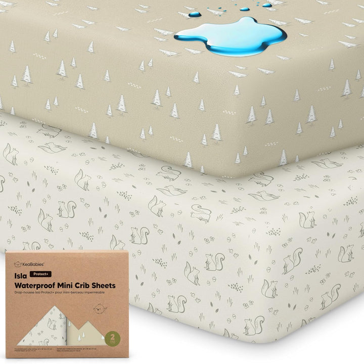 Pack and Play Sheets Fitted - 2-Pack Mini Crib Sheets for Pack N Play Mattress 38X26, Soft & Cozy, Neutral Toddler Playard Bedding, Snug Fitted Mini Baby Crib Mattress Cover Boy, Girl (Butterflies)