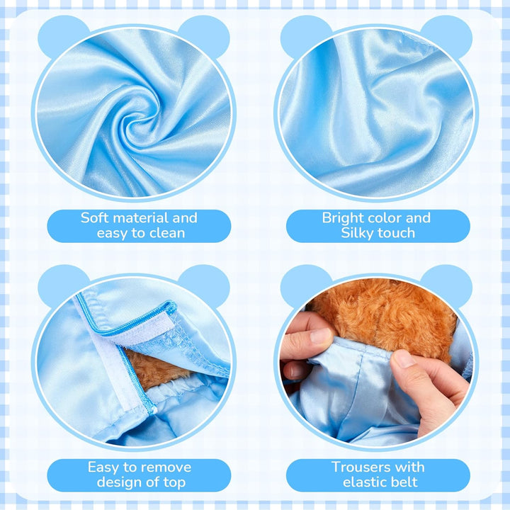 2 Pcs Bear Clothes Outfit Fit Most 12-16 Inch Stuffed Clothing Cute Plush Doll Clothes Plushy Bear Pajamas for Stuffed Make Your Own Plush Bears(Solid Style,Light Blue)