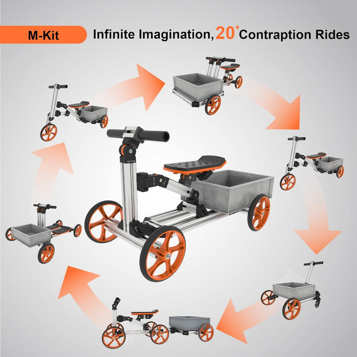 Constructible Kit 40 in 1 Kid Rides on Toys,Balance Bike,Engineering Building Kit Kids Sit/Stand Scooter and 20 More than S-Kit/Medium Kit for 3-8 Years Old(Not Electric)