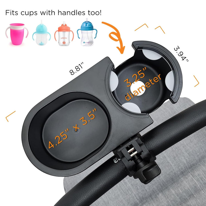 Universal Stroller Snack Tray Attachment | Stroller Cup Holder Attachment Universal Snack Tray for Stroller Tray Attachment | Clip on Baby Stroller Accessories for Joggers, Umbrella & Wagons