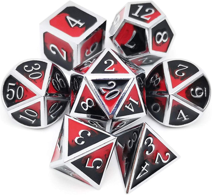 Bloodstained Metal DND Dice Set Blood Polyhedral D&D Dice Compatible with Dungeons and Dragons Gift TTRPG Antique Metal Halloween Dice
