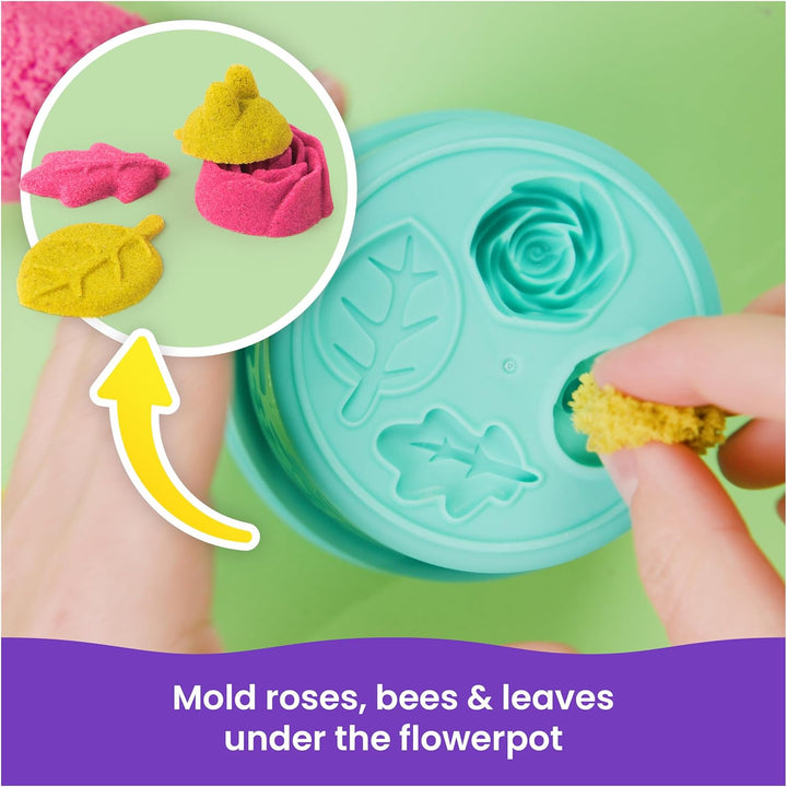 , Squishblossom Blooming Flower with 8Oz Neon Yellow & Pink Play Sand, Pot & Molds, Gifts for Mom & Kids, Arts and Crafts Sensory Toys
