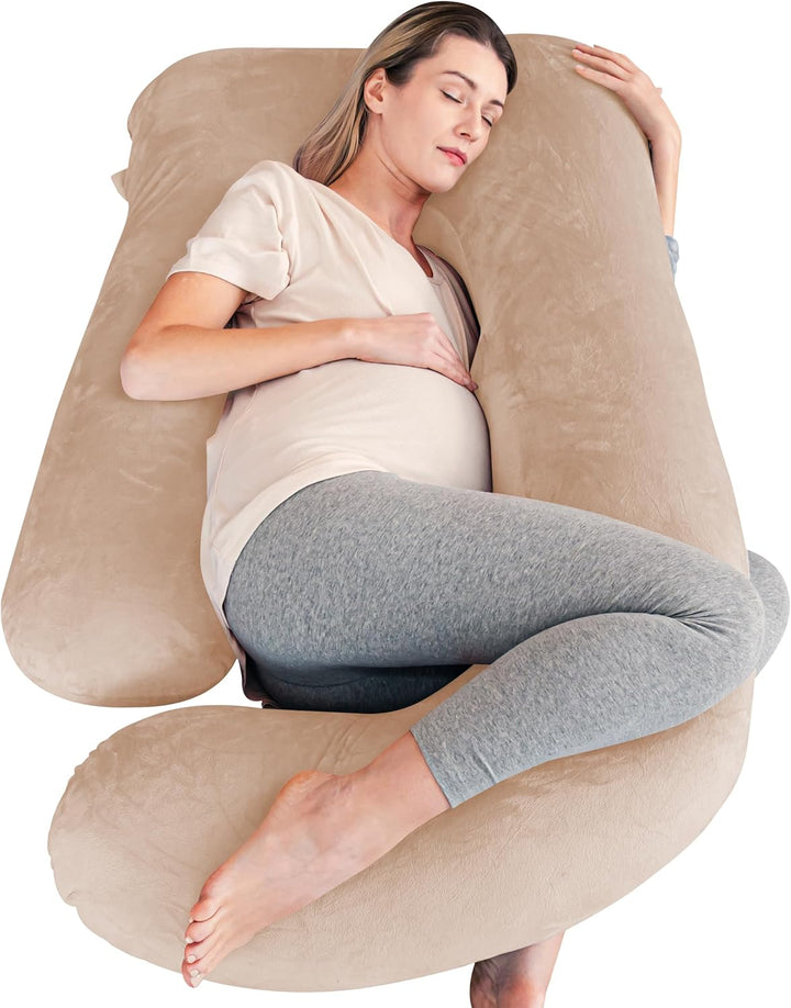 Pregnancy Pillows, Soft U-Shape Maternity Pillow with Removable Cover - Full Body Pillows for Adults Sleeping - Pregnancy Must Haves - Jumbo 57 Inch - Grey