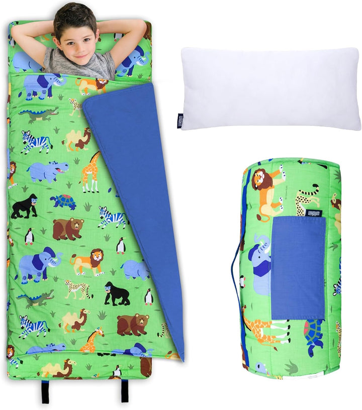 Kids Original Nap Mat – Cozy Kids Sleep Mat with Pillow, Ideal for School & Travel - Trains, Planes, and Trucks