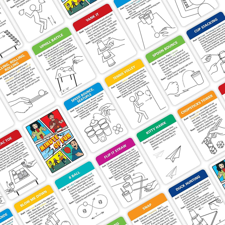 Minute of Fun Game - Minute to Win It Games for Kids, Adults, Teens, Families, Game Night, Gift for Home, Birthdays, or Travel. 2-12 Players! Original - 237 Challenges