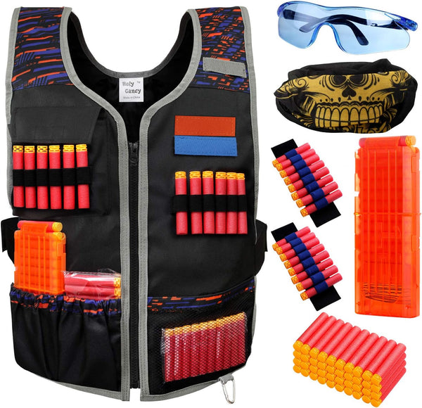 Large Size Adjustable Toy Tactical Vest Kit Compatible with Nerf N-Strike Elite Series for Men, Big Kids Xl-Size