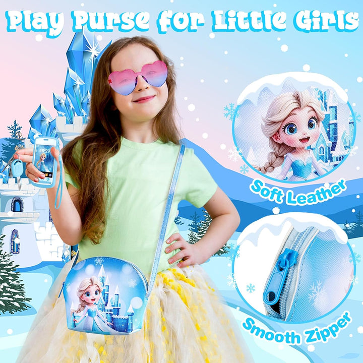Play Purse for Little Girls, Toddler Kids Toy Purse with Accessories, Pretend Play Makeup Set, Crossbody Bag, Wallet, Fake Keys, Birthday Christmas Princess Gifts Toys for Girls Ages 3 4 5 6 Year Old