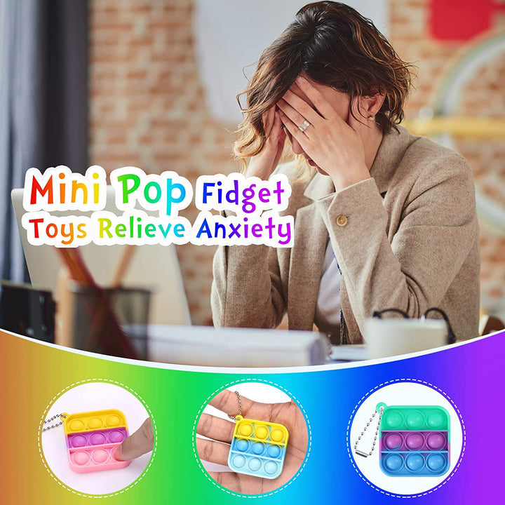Kids Party Favors Fidget Toys Bulk 30 Pack Mini Pop Fidget Keychain Its Birthday Party Favors for Kids 4-8,8-12 Small Classroom Prizes It Back to School Student Gifts for Students Goodie Bag Stuffers