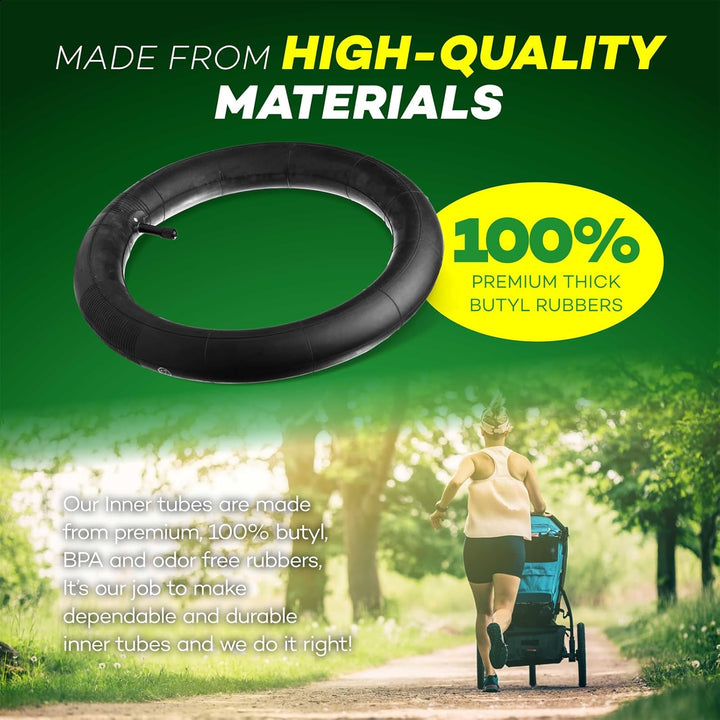 16'' X 1.5/1.75/1.95/2.125 Back Wheel Replacement Inner Tubes (2-Pack) Compatible with Graco Click/Go Jogging/Bob Revolution Se/Pro/Flex/Su - Made from Bpa/Latex Free Butyl Rubber