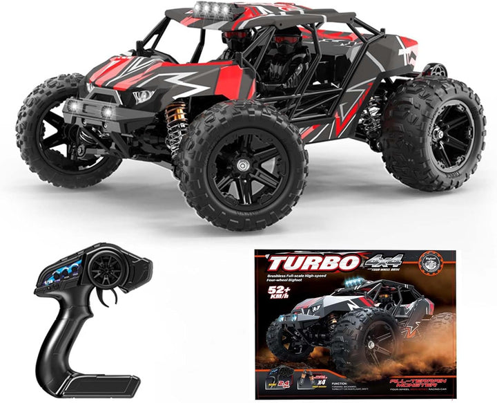 RC Car 1/14 Scale Brushless 4X4 Off-Road Truck, 30-45MPH High Speed RC Monster Truck with LED Lights, 2.4Ghz Remote Control, Large Wheel Professional Racing Model for Adults & Teens (【1:14】B002)