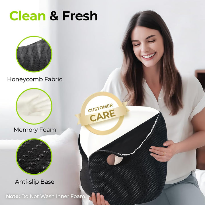 Innovative Donut Pillow Hemorrhoids Scientific Center Hole and Tailbone Cutout, Orthopedic Pain Relief Donut Seat Cushion for Coccyx, Sciatica, Postpartum Pregnancy, after Surgery Sitting Relief