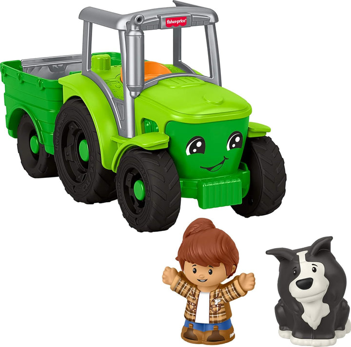Toddler Toy Push & Play Tractor Push-Along Musical Farm Vehicle with 2 Figures for Pretend Play Kids Ages 1+ Years