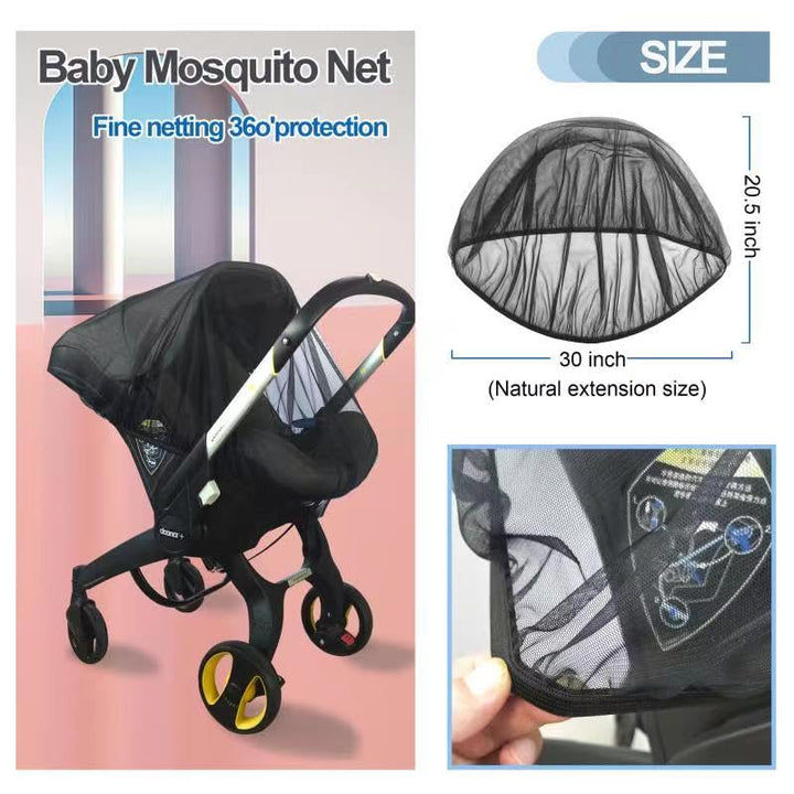 Mosquito Net for Baby Car Seats,Baby Mosquito Net for Infant Car Seats,Infant Stroller and Bassinets,Portable Durable, Long-Lasting Infant Insect Shield Netting,Premium Quality,Machine Washable(Black)