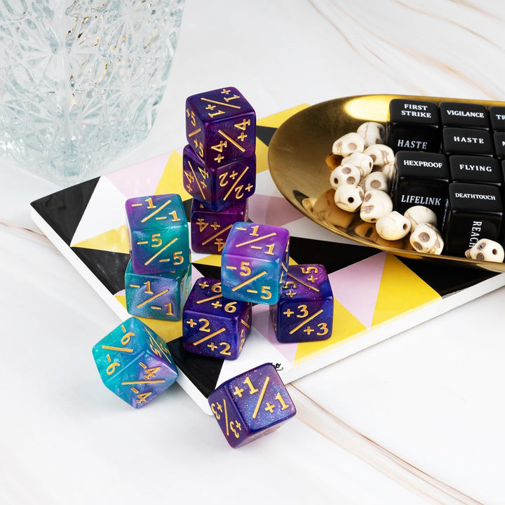 48 Pieces Keywords MTG Dice Counters plus 1 Life Counter Dice Abilities Creature Stats Buff Tokens Dice Set for Magic the Gathering, MTG, TCG, Card Games Accessories