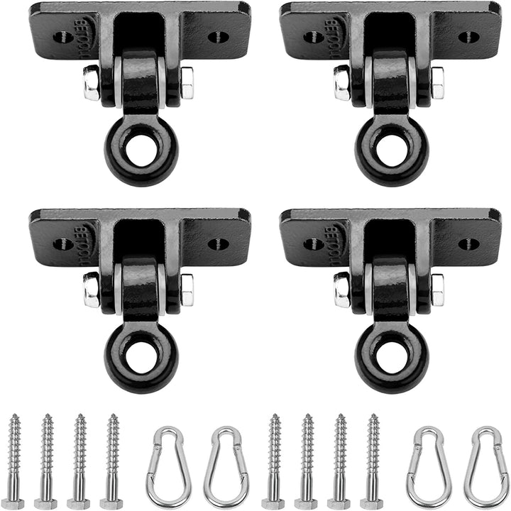 2400 Lb Capacity Heavy Duty Swing Hangers for Wooden Sets Playground Porch Indoor Outdoor & Hanging Snap Hooks Black of 2