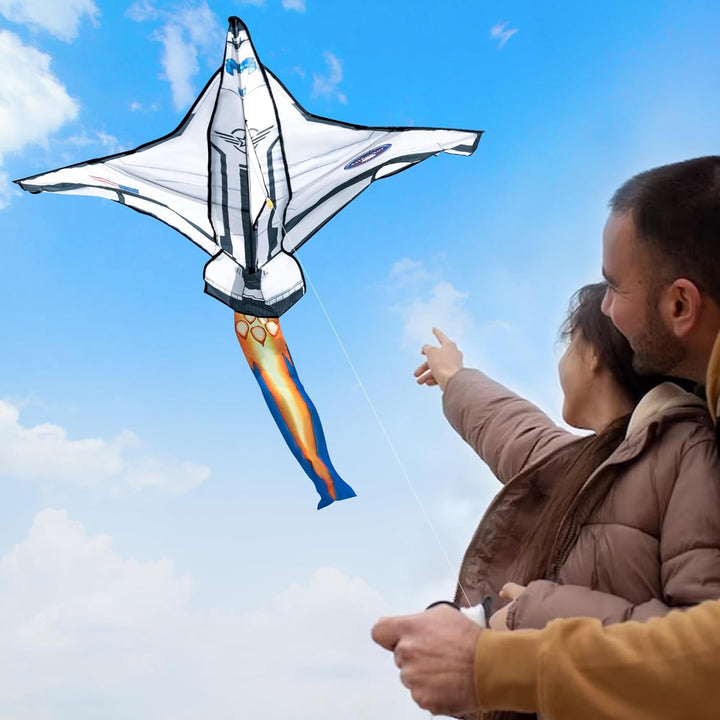 Spaceship Kite Easy to Fly for Kids and Adults with 262.5 Ft String, Large Beach Kite for Outdoor Games and Activities
