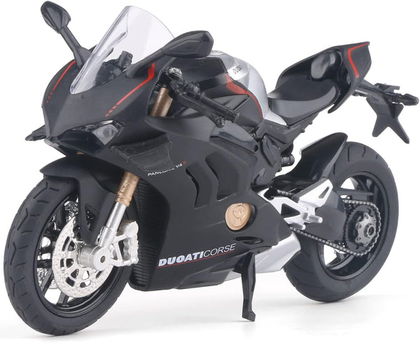Die Cast Motorcycle Model for Ducati V4, Realistic Motorcycle Model, 1:12 Scale Kids Moto Toy or Collection, Boyfriend,Young Peoples Gift(Black)