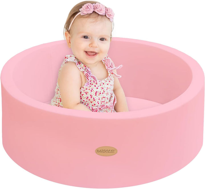 Baby Ball Pit 35.4" Soft round Memory Foam Ball Pits NOT Included Balls Indoor Outdoor Playpen for Babies Toddlers Kids Great Gift for Girls Boys, White