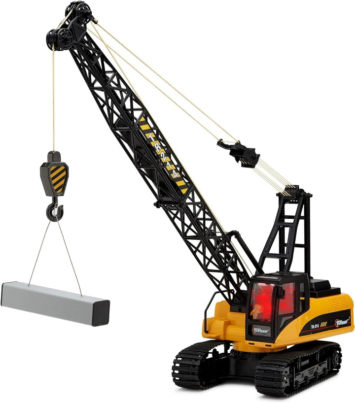15 Channel Remote Control Crane Toy - Battery Powered 1:14 Scale RC Construction Vehicles with Heavy Metal Hook - Toy Truck for Kids 8-12 - Full Functional RC Crane with 2.4Ghz Remote