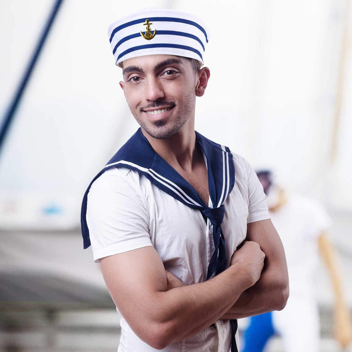 6 Pieces Sailor Captain Navy Hat Blue with White Sail Hats for Kid Navy Costume Dressing up Party Accessory(Classic Style)