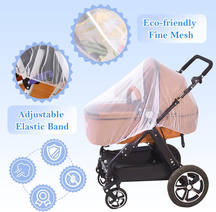 Mosquito Net for Stroller, Baby Bug Netting with Storage Bag, Breathable & Portable Mosquito Nets for Strollers, Car Seat, Bassinet, Cradle, Playard, Travel Mini Crib (White)