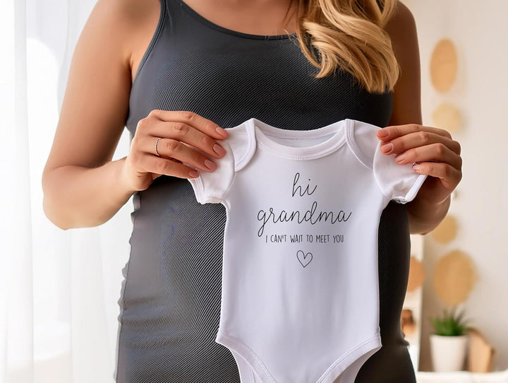 Hi Grandma I Can'T Wait to Meet You Pregnancy Announcement Infant Bodysuit - Surprise Gift for Grandma
