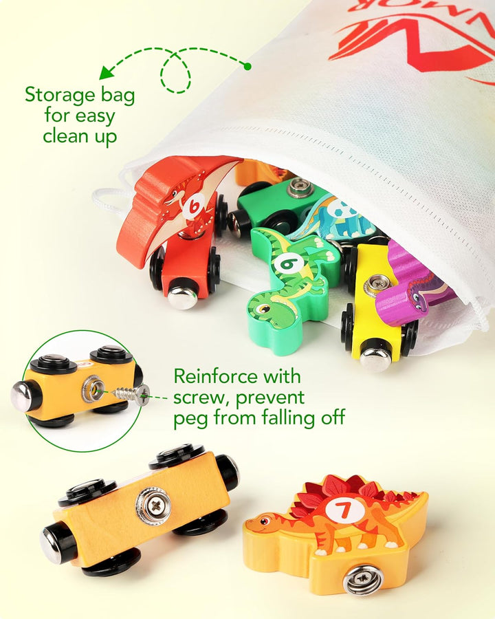 Wooden Dinosaur Train Set for Toddlers - Magnetic Dinosaur Toys and Number Train, Perfect for Toddler Activities, Birthdays, and Educational Gifts for Boys Aged 3-5,Dinosaur Easter Gift
